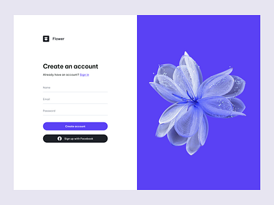 Flower dashboard sign up page