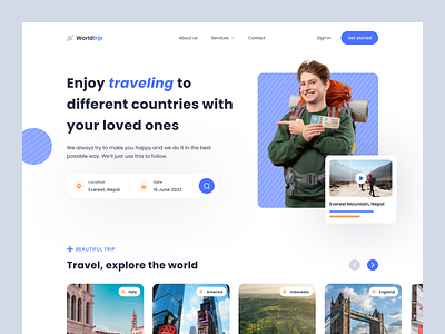 Travel landing page concept hero version