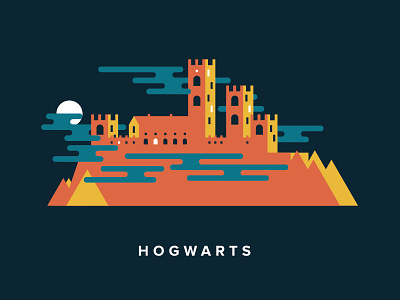 Hogwarts castle clouds harry moon mountain night potter