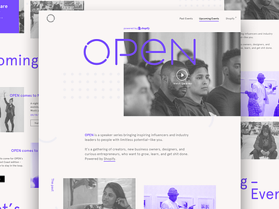 OPEN Powered by Shopify landing open page purple series shopify site speaker web