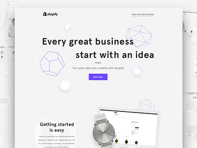 Start your dream business business landing page shapes shopify start web