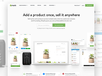 Shopify Channels animation channels feature landing page product shopify