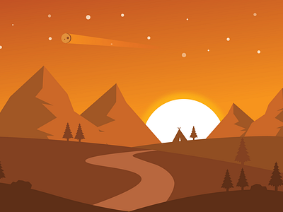 Dusty Sunset Flat Vector Illustration