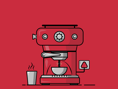 Coffee maker vector flat illustration