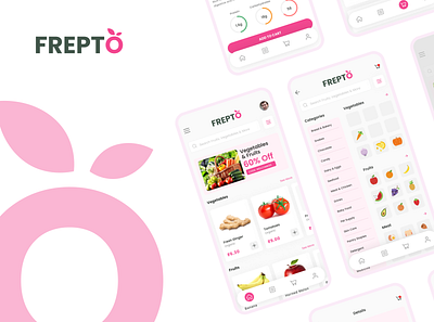 Frepto - An Online 5 Minute Grocery Delivery App branding graphic design logo ui uiux vector illustration