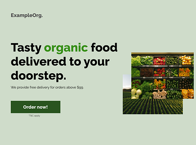 Organic food delivery service landing page design branding design graphic design landing page organic service typography ui ux web design