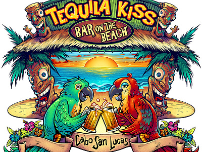 Tequila Kiss 800x600 animals bar cartoon colorful graphic design illustration t shirt