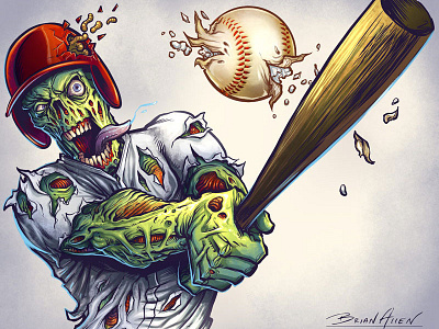 Zombie Trader 800x600 banner graphic baseball character design mascot sports web graphic zombie