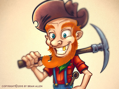 Miner Character Mascot and Website Background Design animation brian allen cartoon chili cave chili mountain flyland designs flylanddesigns mascot character design miner t shirt design illustrator web template website ui