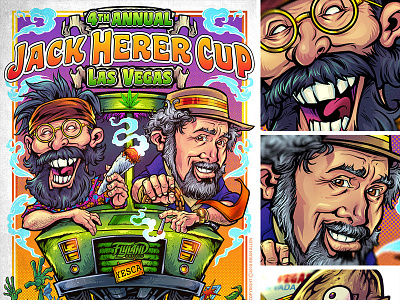 Event Poster for The Jack Herer Cup brian allen cannabis event artwork hemp illustration jack herer las vegas tommy chong