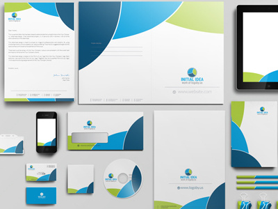 Intital Corporate Identity set abstract backgrounds agreement branding identity branding stationery business card color corporate identity customizable elegant envelope fax