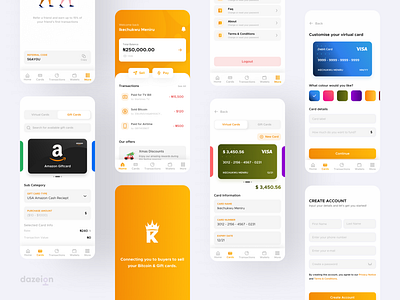 King Cards (Bitcoin & Giftcards Trading App) - UX/UI Design bitcoin services bitcoin wallet branding dazeign design inspiration king cards logo ui uiux ux