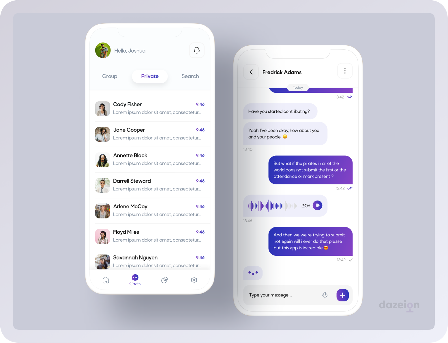 Attendance Mobile App Design (Chat Interface) by Dazeign on Dribbble