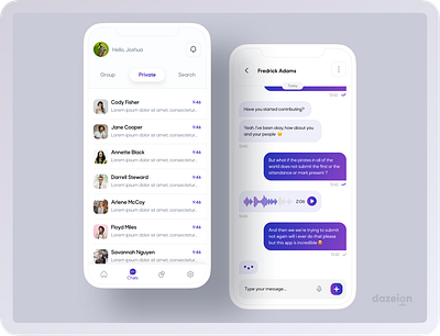 Attendance Mobile App Design (Chat Interface) attendance chat design gradient mobile product design purple ui ux