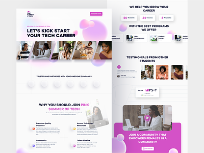 Pink Summer of Tech - Web UI 3d animation branding career dazeign discord female google illustration inspiration logo motion graphics product tech tech sis testimonial ui web woman women in tech