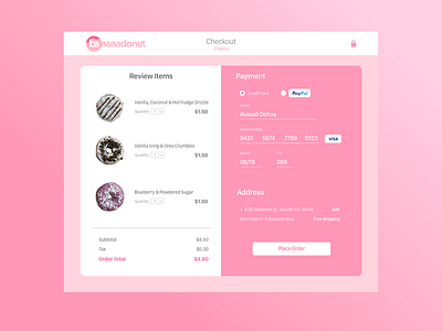 BananaDonut - Credit Card Checkout - Daily UI #002