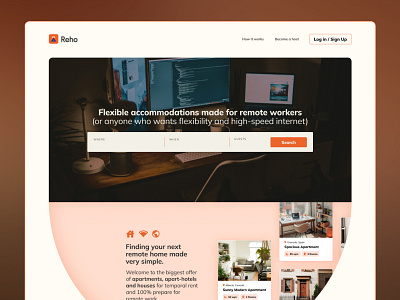 Reho UI/UX Web Design apartments booking case study digital nomads hotels housing interaction design product product design remote remote working rentals travel ui uxui web design