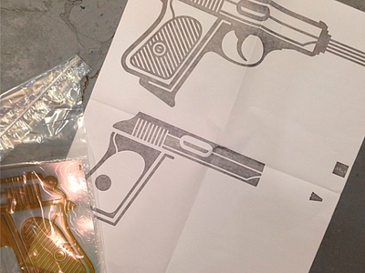 The Inside Job - Process - Letterpress aiga gun guns gunz lecture letterpress pencil process