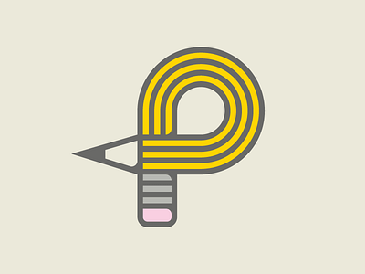 Pencil P custom icon lettering logo p pencil type