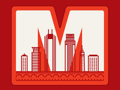 Minneapolis Sticker/Patch city illustration m minneapolis monoweight