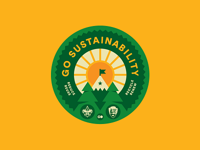 Sustainability Merit Badge badge crest flag merit mountain pines scouts sun tree trees