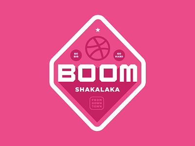 Boomshakalaka - Dribbble Sticker Pack Submission badge basketball boom custom type dribbble go hard jam pink