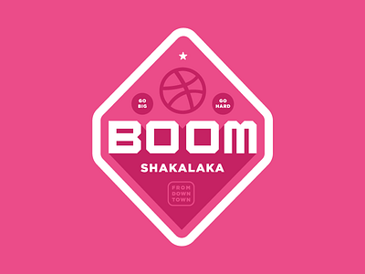 Boomshakalaka - Dribbble Sticker Pack Submission badge basketball boom custom type dribbble go hard jam pink