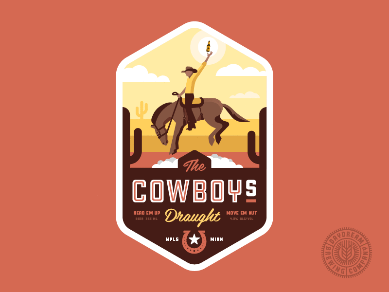 Cowboy's Draught badge beer branding brew brewery cowboy illustration label logo