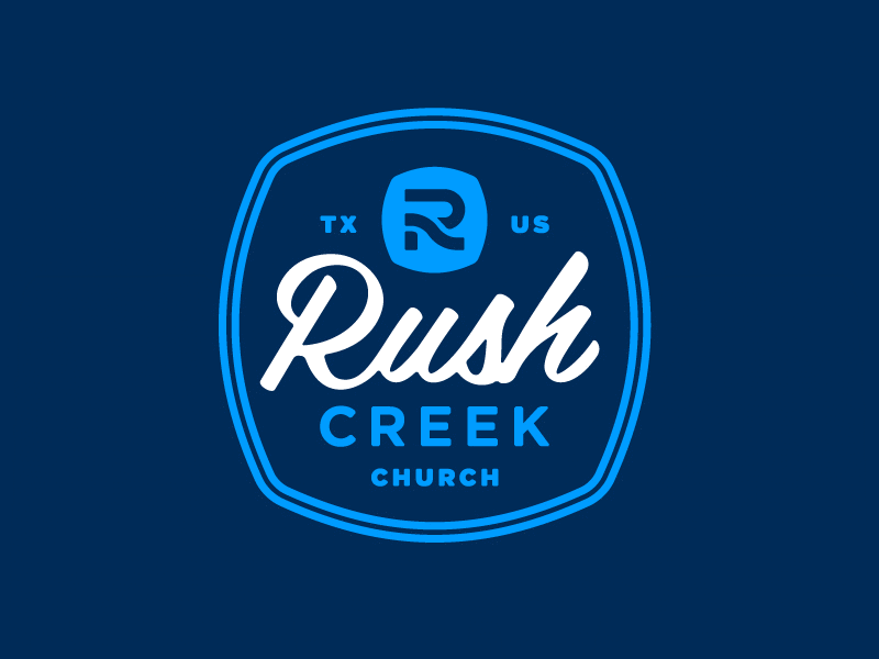 Rush Creek blue brand christian church creek icon jesus logo stream