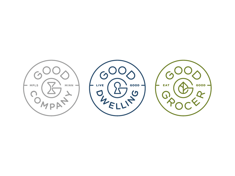 Good Company apartment brand branding condo good grocery hourglass keyhole leaf lofts logo naming