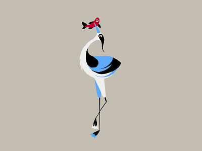 Heron black blue colourful cute design dinner eyes fish flat grey heron illustration illustrator painterly red