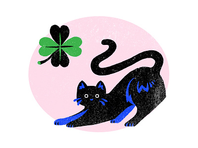 Good Bad Luck bad luck black cat blue clover colourful cute design flat good luck illustration illustrator luck lucky