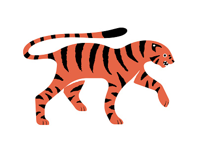 Tiger black bold colourful cute design flat fun fur illustration illustrator modern orange pattern playful red roar snarl stripe stripey tiger