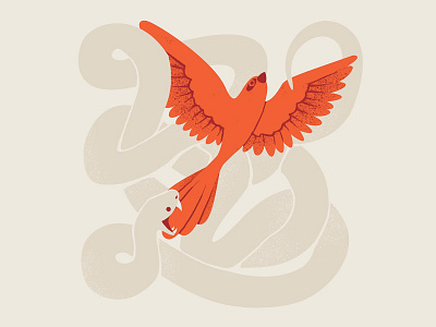 Secret 7" bird cream design flat hope illustration illustrator knot orange simple snake snakes