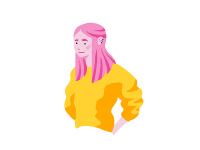 Pink Haired Girl colourful cool cute design flat girl hair illustration illustrator pink sweater yellow