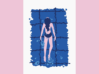 Swim design flat girl illustration illustrator pool water