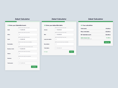 Qardus - Zakat Calculator UI design ui ux web