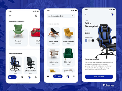 Furniture App comfort conducive furniture home management needs office people social ui ux