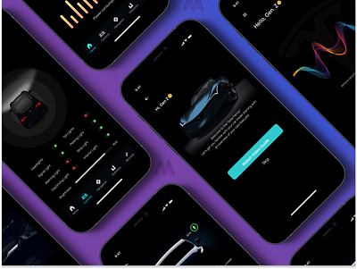 Autonomous Car App. app design hi fi illustration mobile mockup product design ui visual