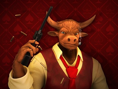 Jetbull Character Render - Mr. J 3d modeling bonus branding gambling illustration online casino photoshop uidesign zbrush