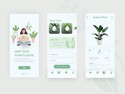 plants care app adobe xd adobexd app care design flat mobile plant plants ui uiux ux xd