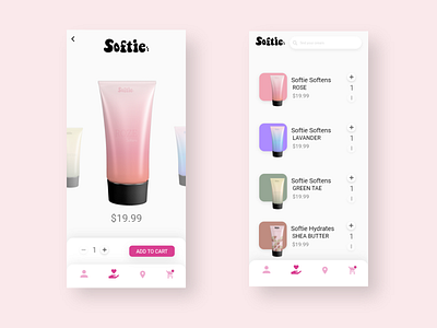 softie adobe xd app cosmetic design hand cream mobile uiux xd