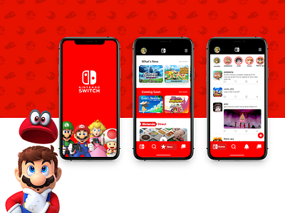 Nintendo social app adobe xd adobexd app design mario mobile nintendo nintendo switch nintendoswitch ui uiux videogames xd zelda