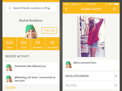 Profile and Share photo views app iphone photo ui user interface ux