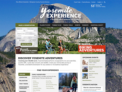 Yosemite Experience Website Design blue clean design elegant green modern photoshop travel website yosemite