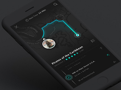 Treasure Map - Pirates of the Caribbean app black dark flat green ios map photoshop poi sketch ui ux