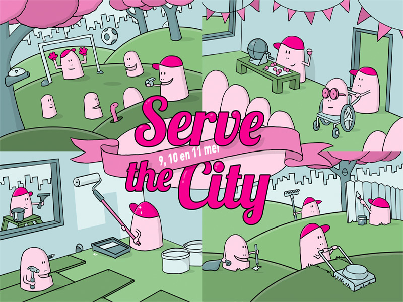 Serve the City illustration flyer community service volunteering
