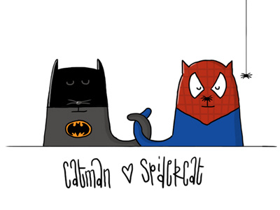Catman & Spidercat batman cats illustration spiderman