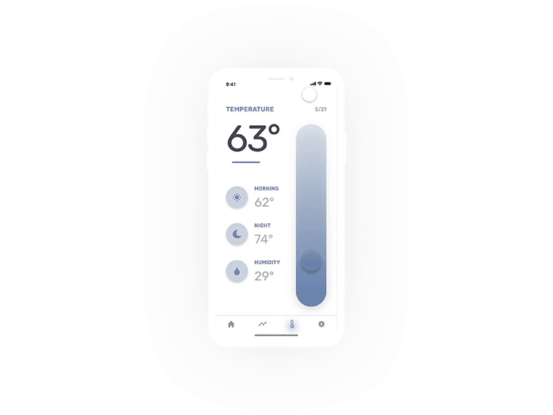 Thermostat app animated gif animation app app design application colors design ios ios app mobile mobile app ui uidesign uiux ux uxdesign