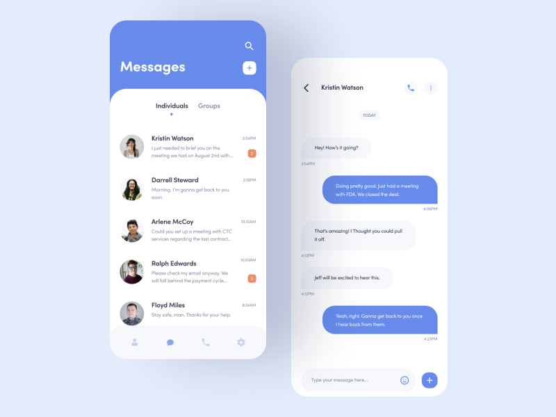 Messaging app design by Yusuke Kato on Dribbble